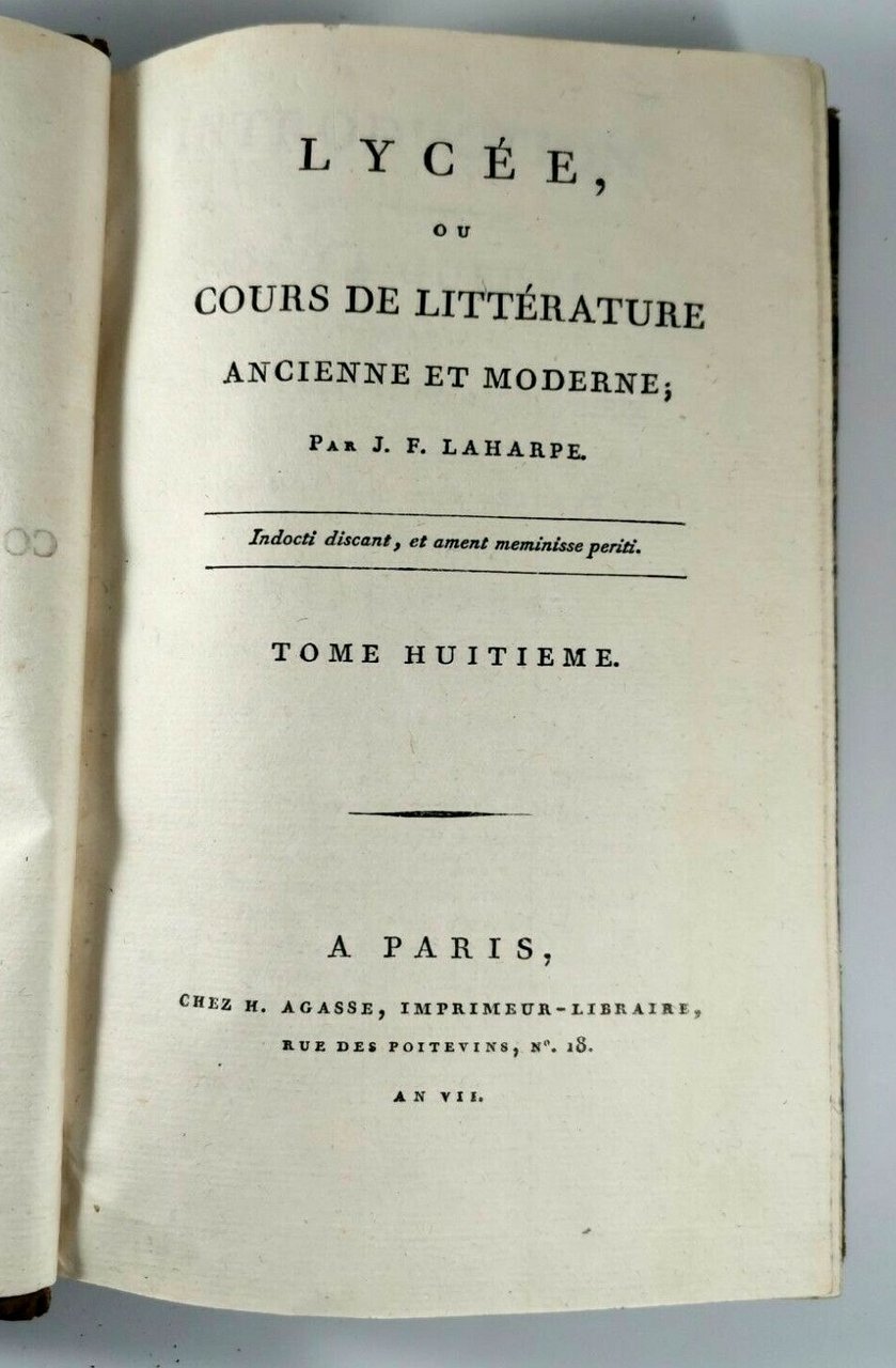 LYCEE OU COURS DE LITTERATURE ANCIENNE ET MODERNE tomo 8 …