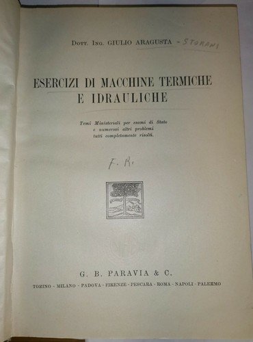 MACCHINE TERMICHE IDRAULICHE - ESERCIZI e ESEMPI APPLICAZIONI Aragusta Storani