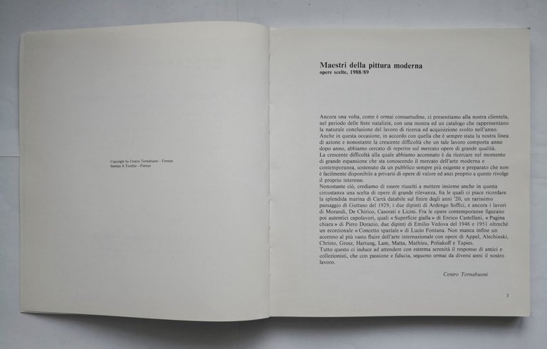 MAESTRI DELLA PITTURA MODERNA opere scelte 1988 1989 Centro Tornabuoni …