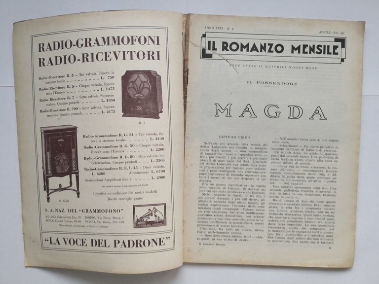 MAGDA di Possendorf Il romanzo mensile Numero 4 1933 Corriere …