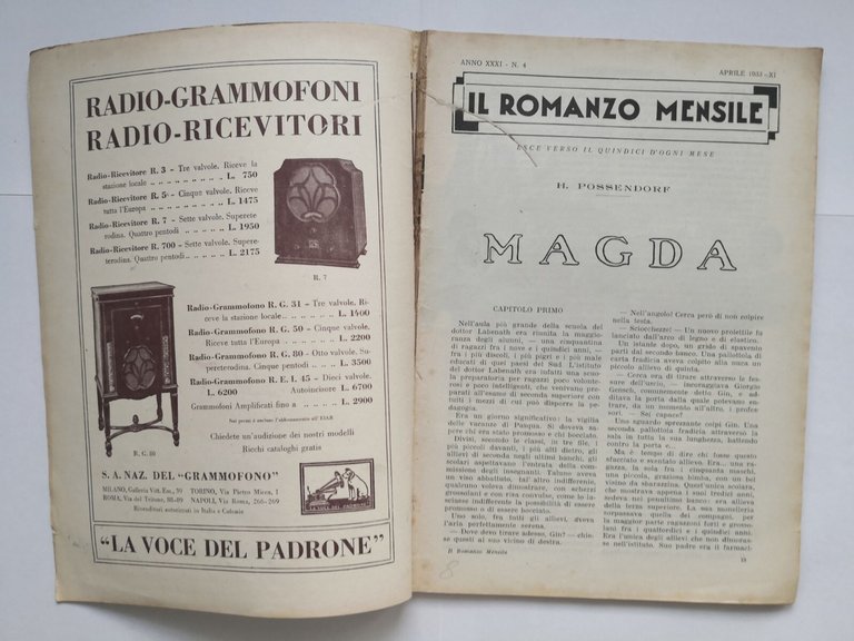 MAGDA di Possendorf Il romanzo mensile Numero 4 1933 Corriere …