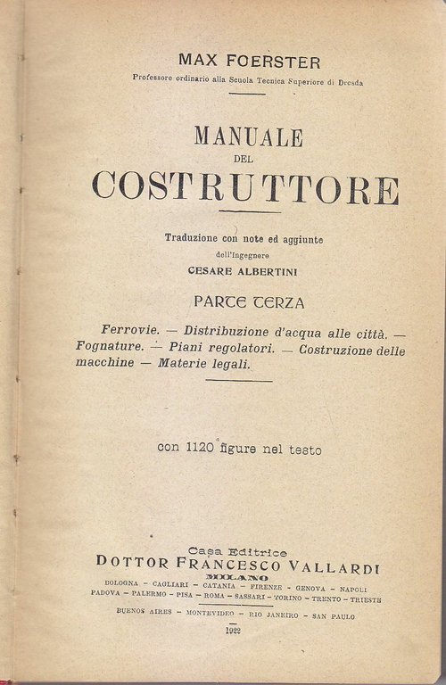MANUALE DEL COSTRUTTORE parte 3 di Foerster 1922 libro Ferrovie …
