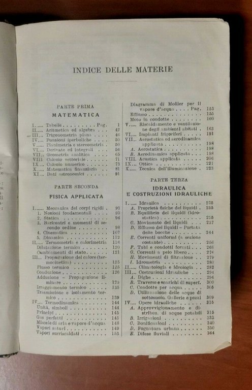 MANUALE DELL'INGEGNERE CIVILE E INDUSTRIALE di Giuseppe Colombo 1951 Hoepli
