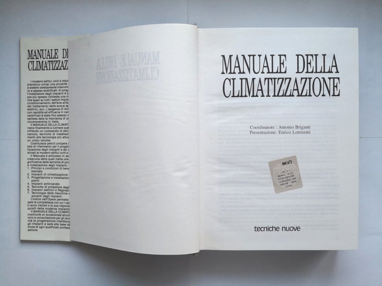 MANUALE DELLA CLIMATIZZAZIONE di Briganti e Lorenzini 2 volumi 1989 …