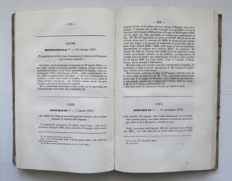 MANUALE DELLE CONTRIBUZIONE FONDIARIA di Tranchini 1860 Libro antico diritto