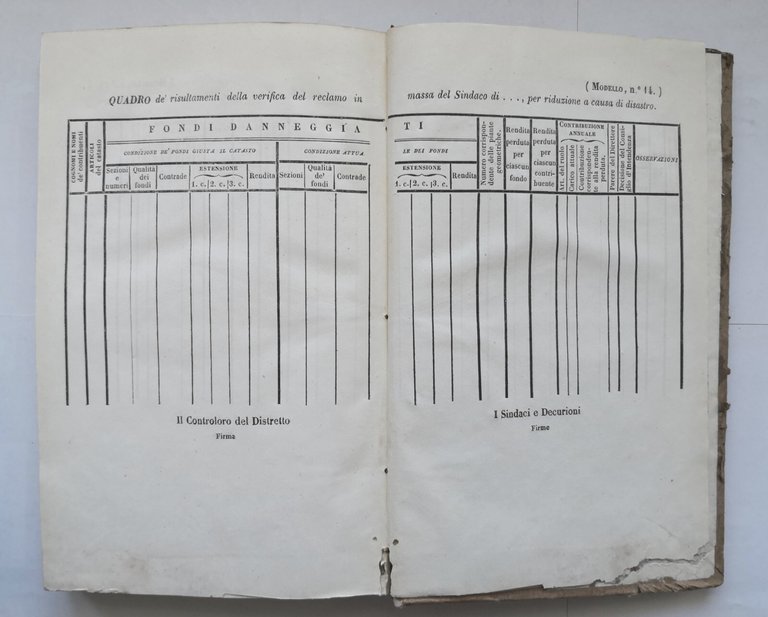 MANUALE DELLE CONTRIBUZIONE FONDIARIA di Tranchini 1860 Libro antico diritto