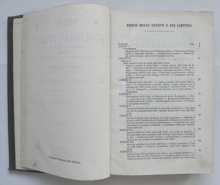 MANUALE DI PATOLOGIA E TERAPIA CHIRURGICA GENERALE Teodoro Billroth 1868 …