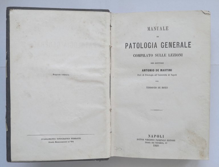 MANUALE DI PATOLOGIA GENERALE lezioni di Antonio De Martini 1868 … | Immagine Gallery 3