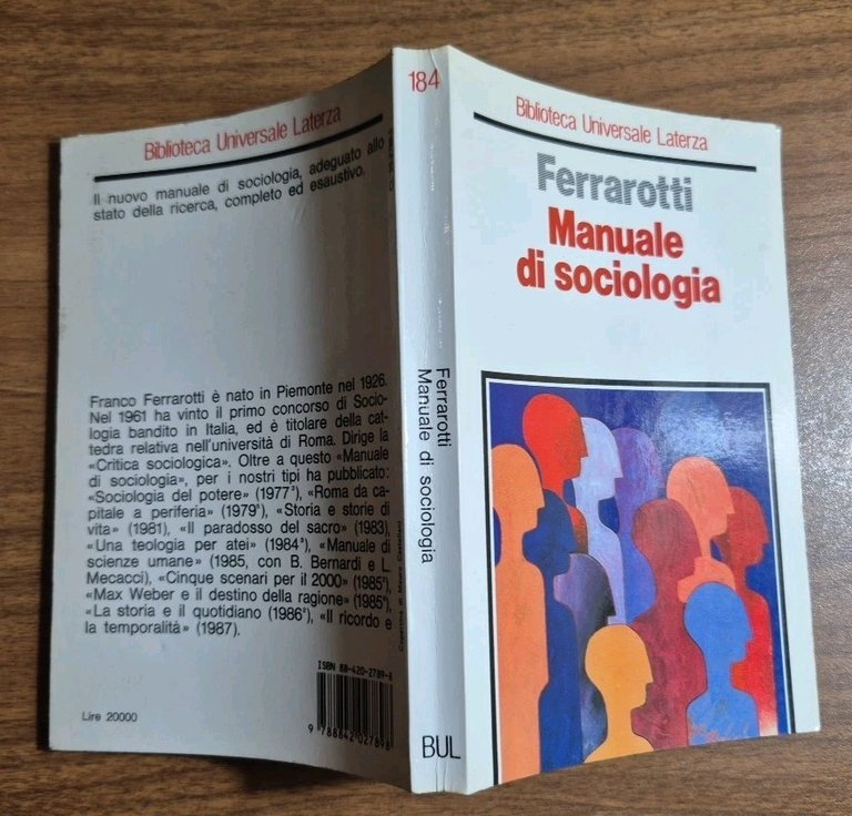 MANUALE DI SOCIOLOGIA di Franco Ferrarotti 1988 Laterza
