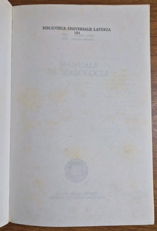 MANUALE DI SOCIOLOGIA di Franco Ferrarotti 1988 Laterza