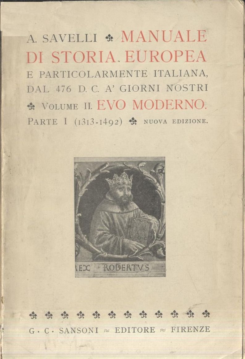 MANUALE DI STORIA EUROPEA E PARTICOLARMENTE ITALIANA DAL 476 Savelli …