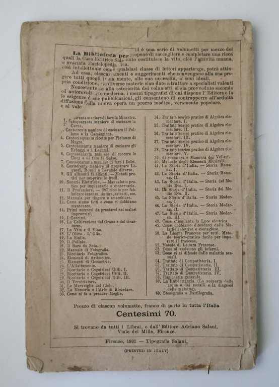 MANUALE PER TINGERE E SMACCHIARE Serie Biblioteca per tutti 1931 …