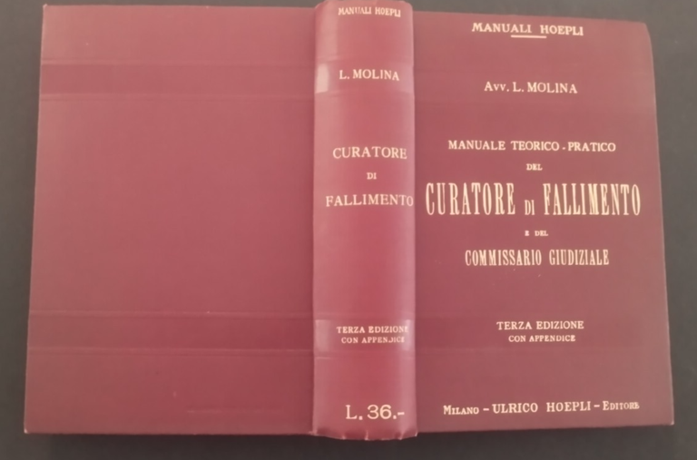 MANUALE TEORICO PRATICO DEL CURATORE DI FALLIMENTO di Molina 1922 …