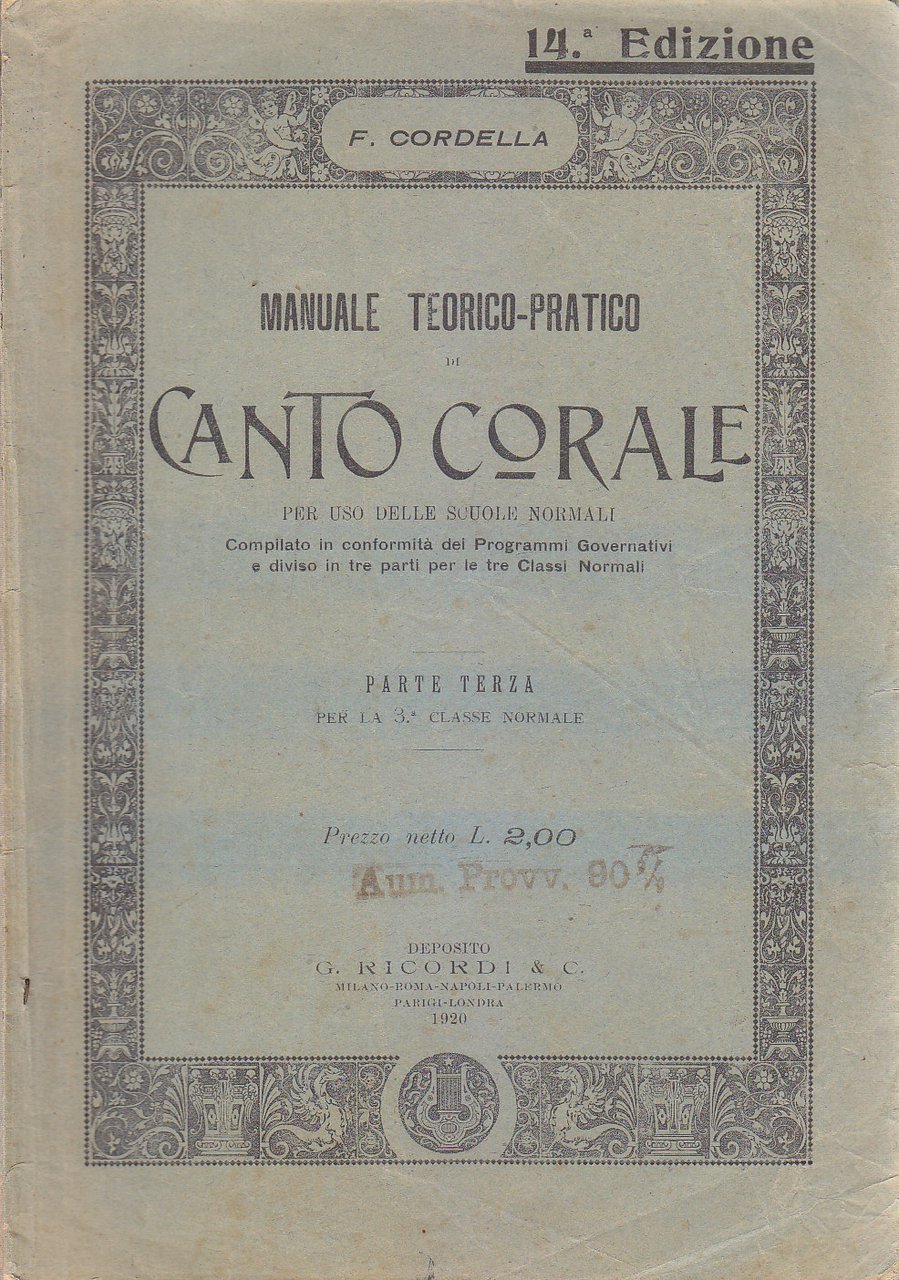 MANUALE TEORICO PRATICO DI CANTO CORALE Parte 3 Federigo Cordella … | Immagine principale
