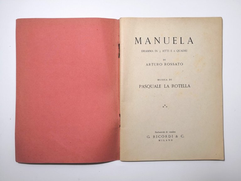 MANUELA dramma di Arturo Rossato e Pasquale La Rotella 1950? …