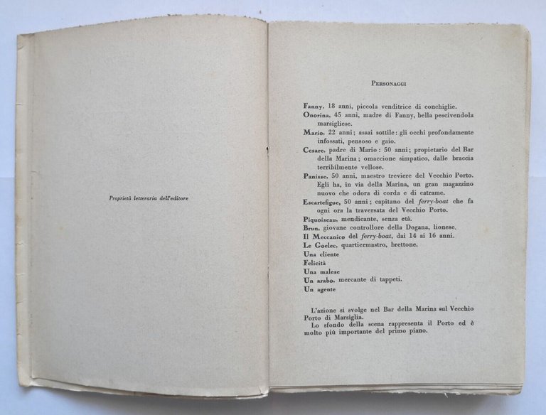 MARIUS Marsiglia di Marcel Pagnol 1931 Alfredo Guida Libro opera …