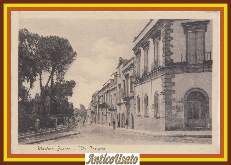 MARTINA FRANCA Via Taranto Cartolina Viaggiata 1938 Bari Vintage | Immagine principale