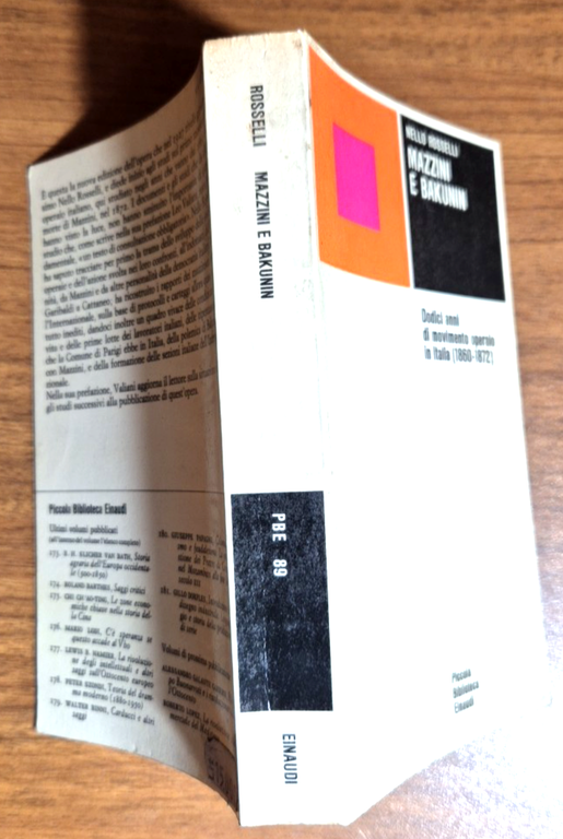 MAZZINI E BAKUNIN di Nello Rosselli 1967 Einaudi libro 12 …