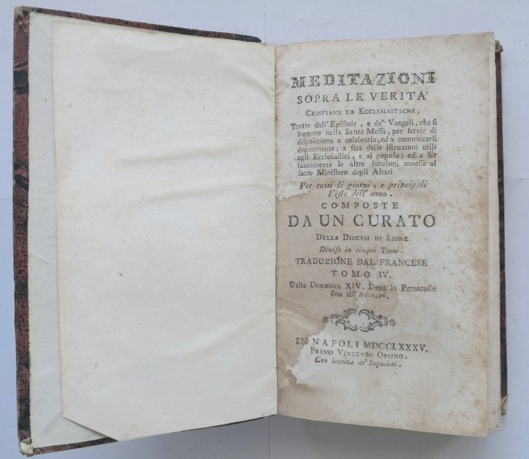 MEDITAZIONI SOPRA LE VERITÁ Cristiane ed Ecclesiastiche tomo 4 1785 …
