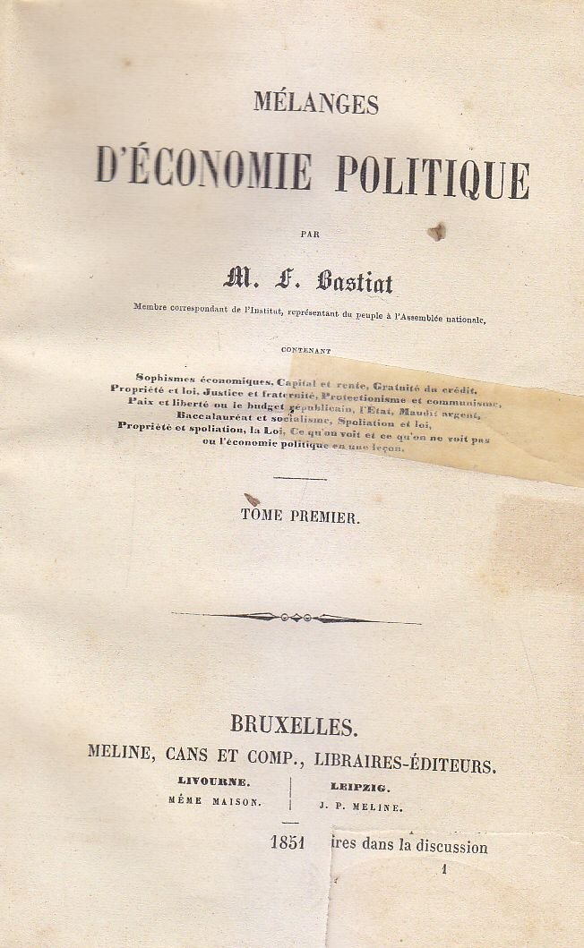 MELANGES D'ECONOMIE POLITIQUE 2 Volumi di M L Bastiat 1851 … | Immagine principale
