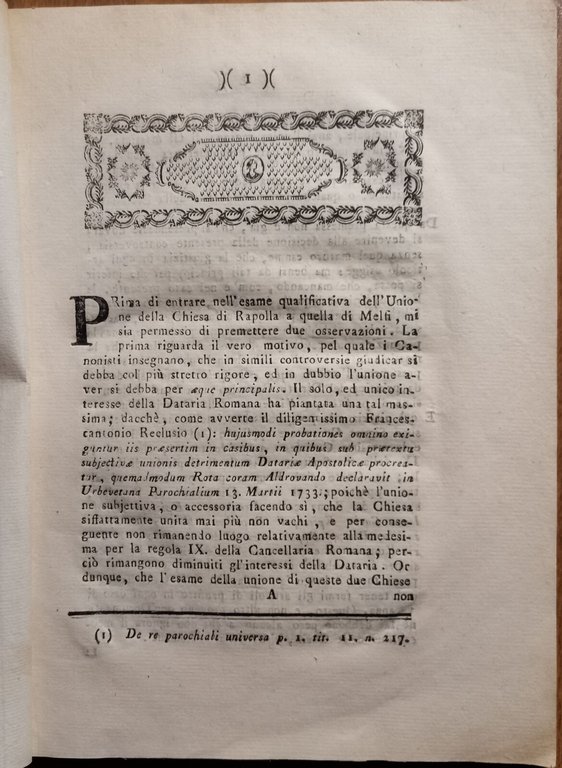 MEMORIA PER LO VESCOVO DI MELFI CONTRO IL CAPITOLO DI …