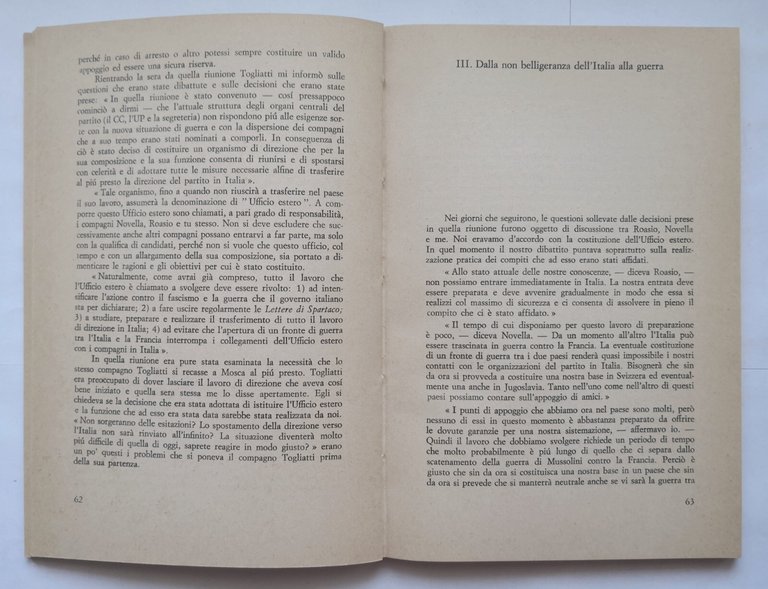 MEMORIE 1939 1941 di Umberto Massola 1972 Editori Riuniti Libro