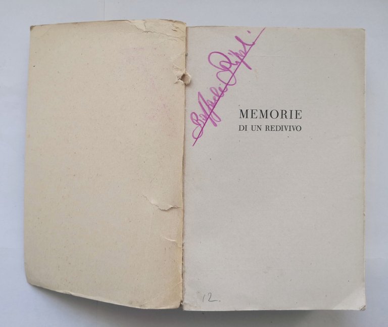 MEMORIE DI UN REDIVIVO Mario Borsa 1945 Rizzoli Libro Romanzo …
