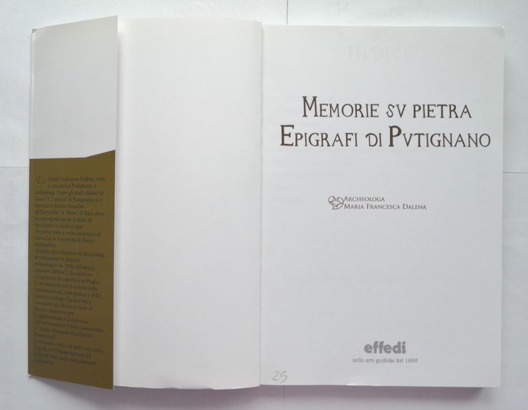 MEMORIE SU PIETRA EPIGRAFI DI PUTIGNANO Maria Francesca Dalena 2016 …