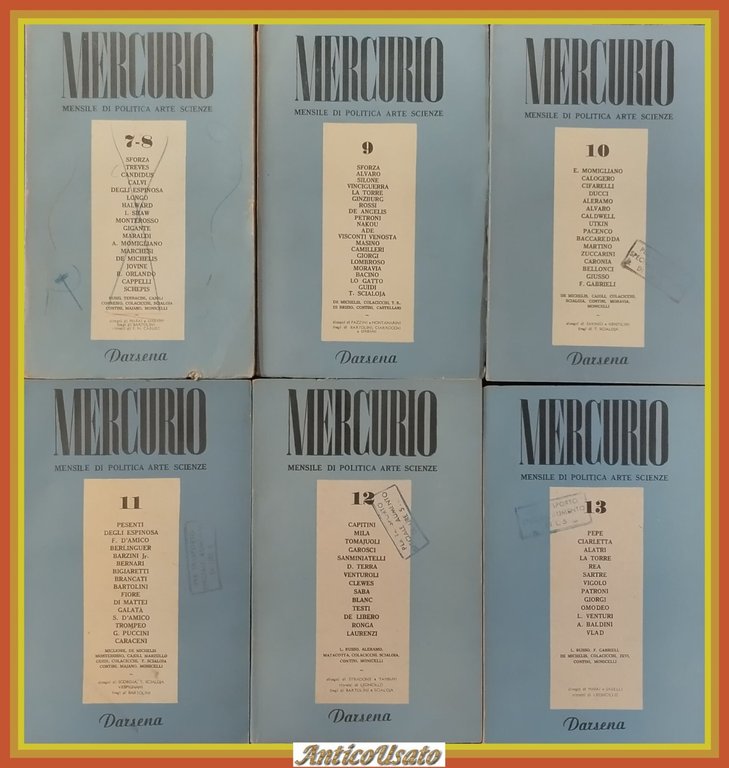 MERCURIO MENSILE DI POLITICA ARTE SCIENZE numeri 1 - 15 …