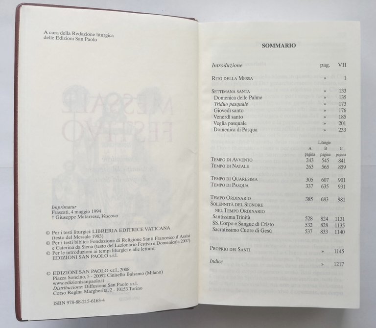 MESSALE FESTIVO 2008 San Paolo letture bibliche domeniche solennità santi …