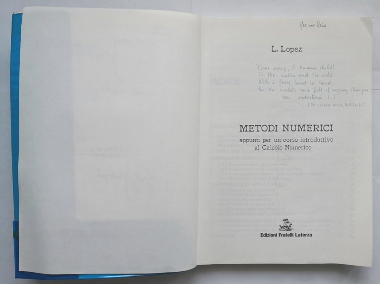 METODI NUMERICI di Lopez 1993 Laterza appunti per un corso …