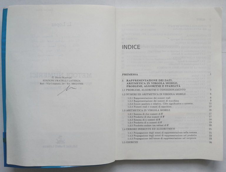 METODI NUMERICI di Lopez 1993 Laterza appunti per un corso …