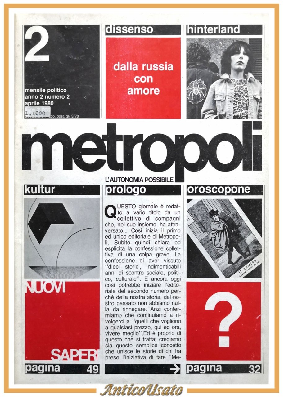 METROPOLI numeri 2 4 5 6 7 raccolta di riviste …