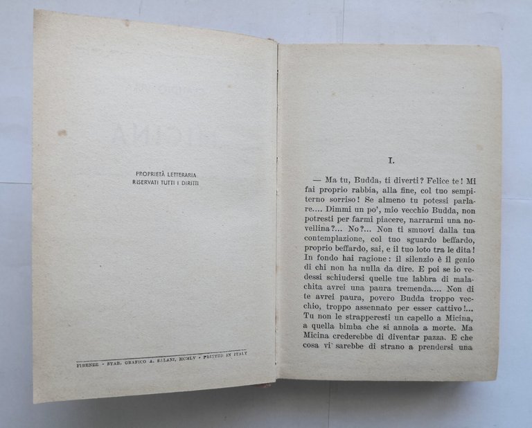 MICINA di Claudio Vela 1955 Salani Libro Biblioteca delle signorine …