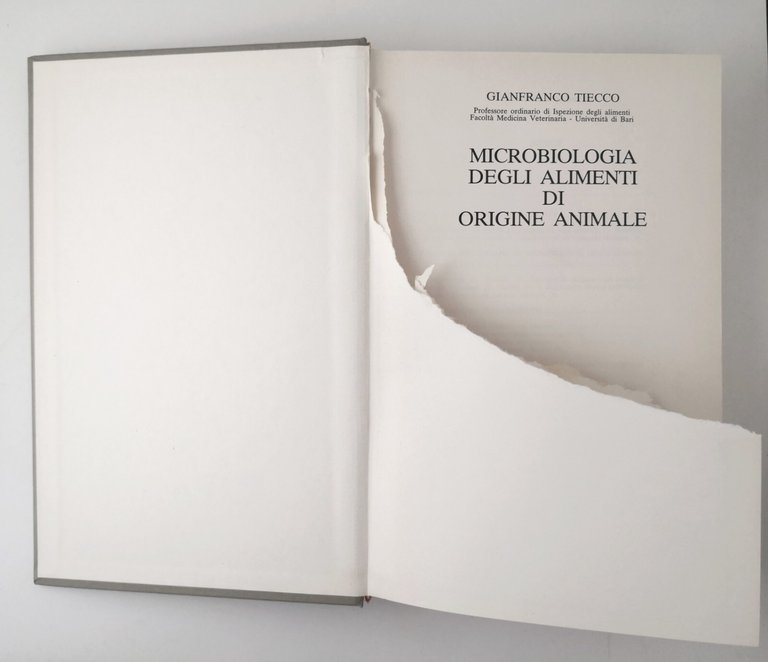 MICROBIOLOGIA DEGLI ALIMENTI DI ORIGINE ANIMALE di Tiecco 1987 Edagricole …