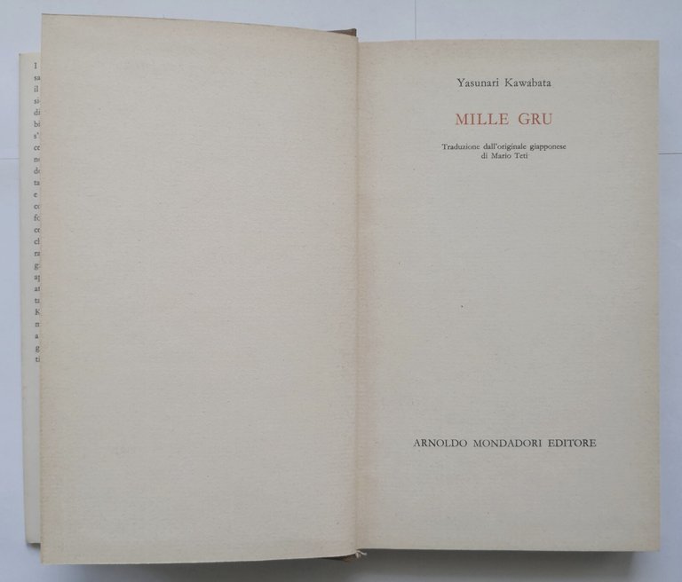 MILLE GRU di Yasunari Kawabata 1968 Mondadori II edizione libro …