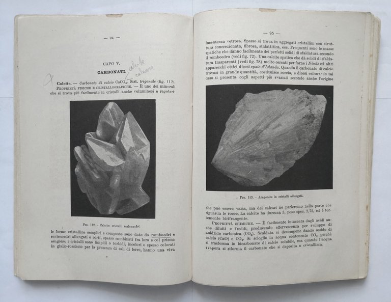 MINERALOGIA LITOLOGIA GEOLOGIA di Della Beffa 1948 SEI Libro scolastico …