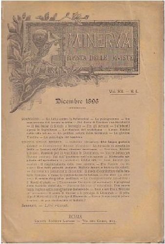 MINERVA RIVISTA DELLE RIVISTE dicembre 1896 Società Editrice Laziale antico