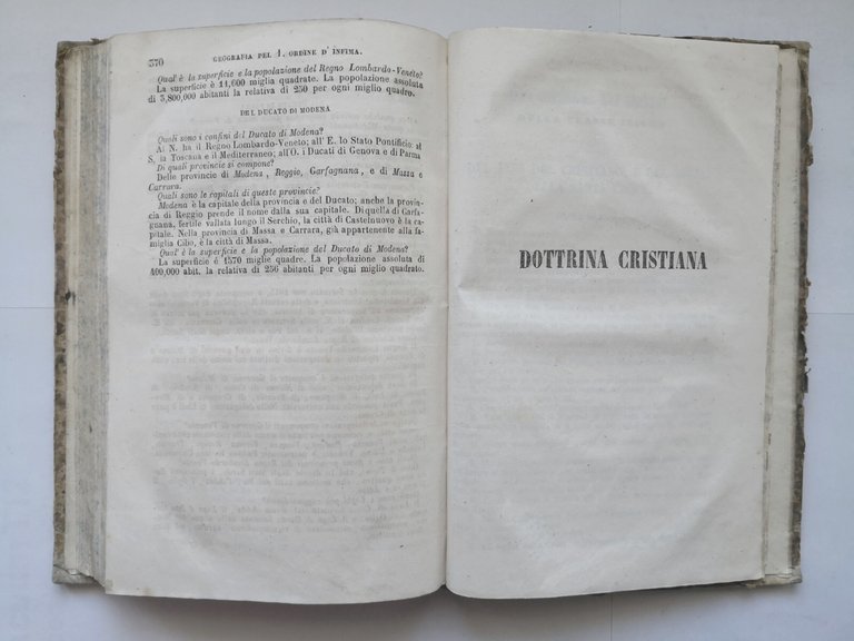 MISCELLANEA ELEMENTARE CLASSE INFIMA DI GRAMMATICA 1852 libro scolastico antico