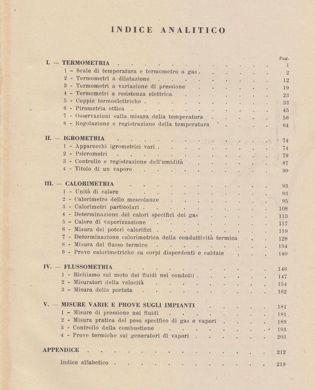 MISURE TERMOTECNICHE di Dalberto Faggiani 1946 Tamburini Libro Manuale Fisica