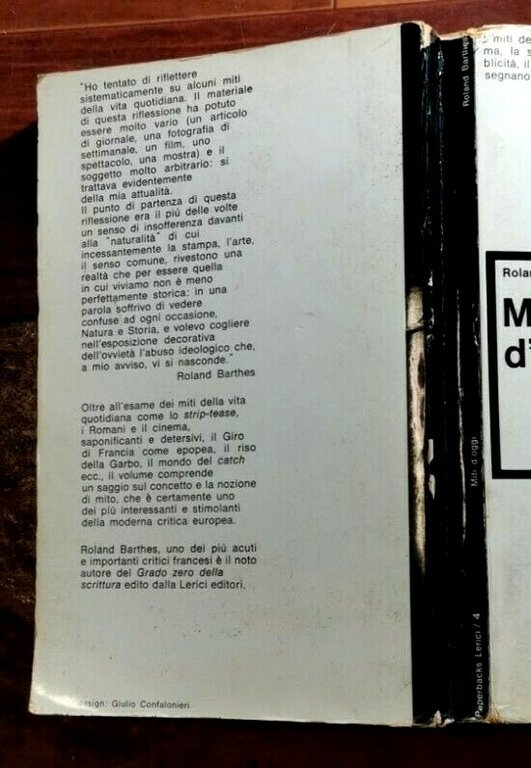MITI D’OGGI di Roland Barthes 1966 Lerici editore libro sociologia …