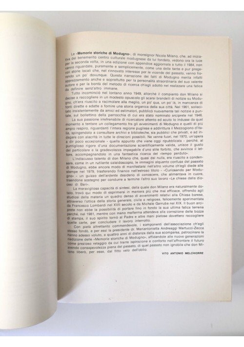 MODUGNO Memorie Storiche di Nicola Milano 1987 Levante Libro Storia …