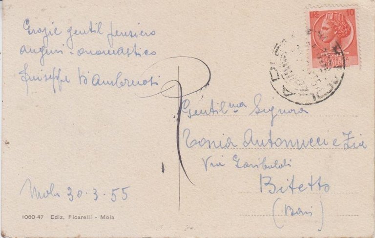 MOLA DI BARI PIAZZA XX SETTEMBRE Cartolina Viaggiata 1955 formato …