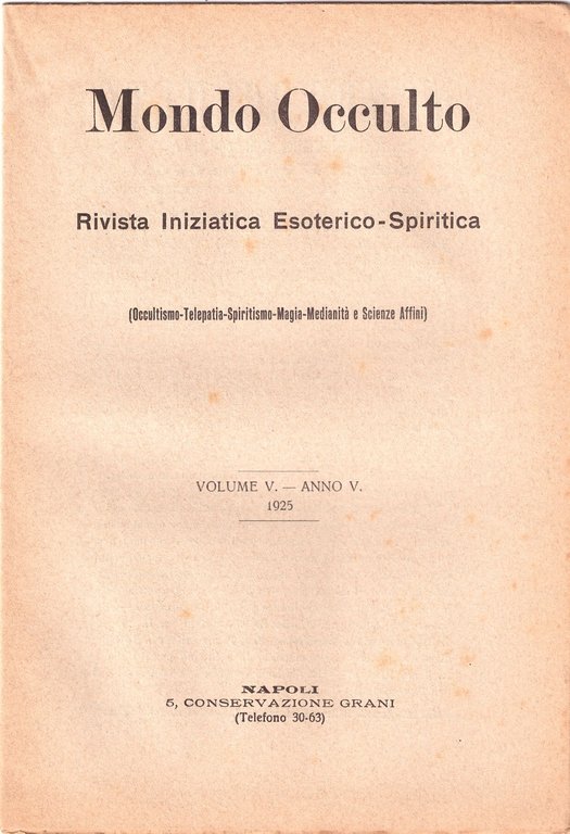 MONDO OCCULTO rivista iniziatica esoterico spiritica 1925 ANNATA COMPLETA vintag