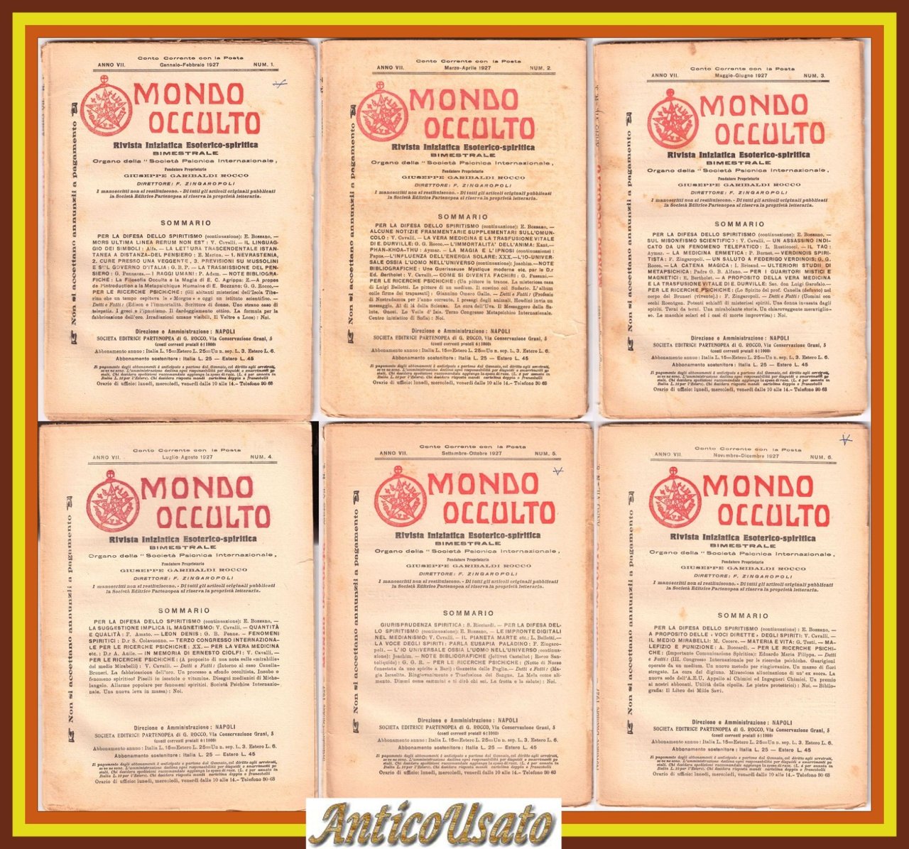 MONDO OCCULTO rivista iniziatica esoterico spiritica 1927 ANNATA COMPLETA ANNO …