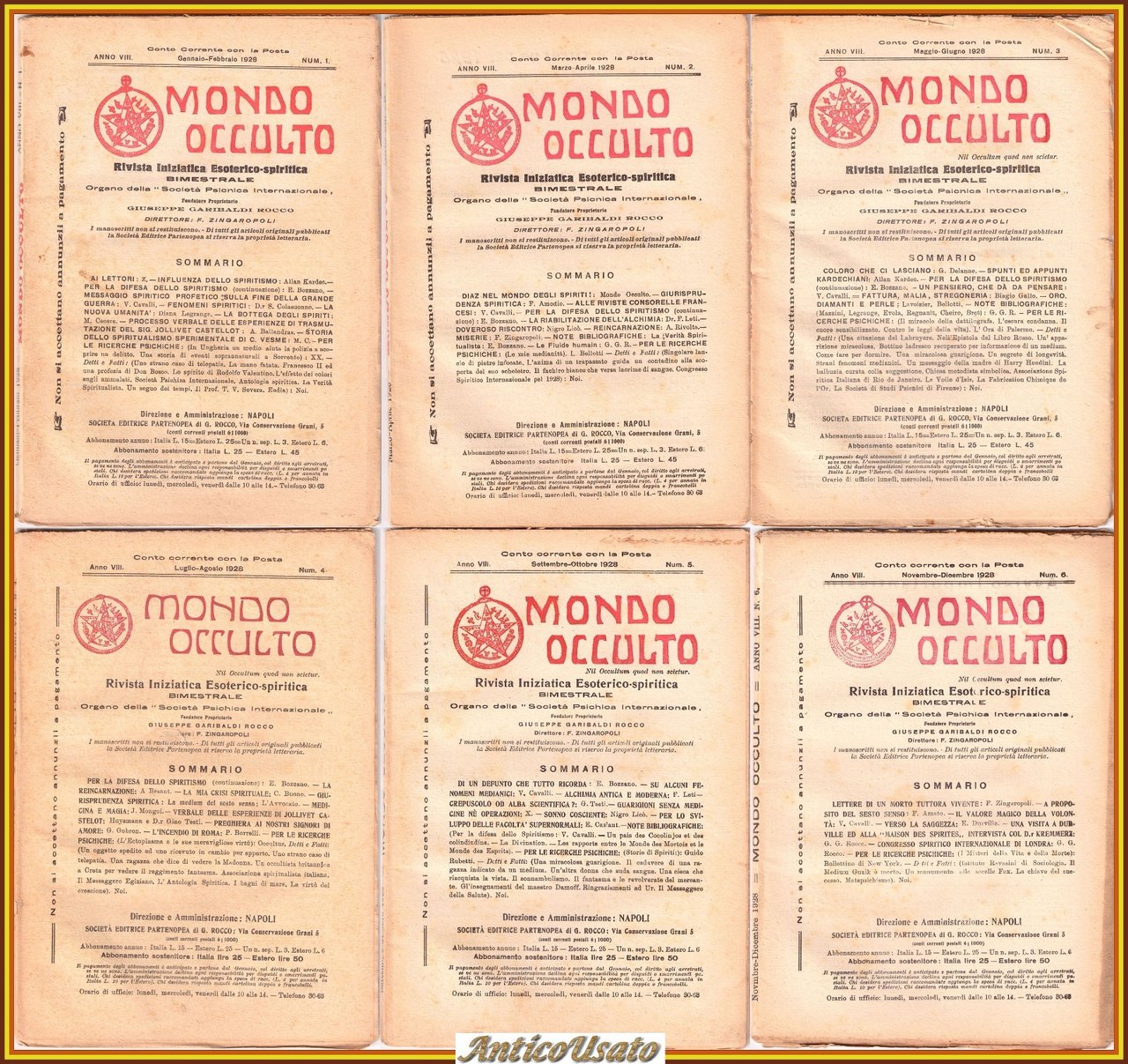 MONDO OCCULTO rivista iniziatica esoterico spiritica 1928 ANNATA COMPLETA vintag