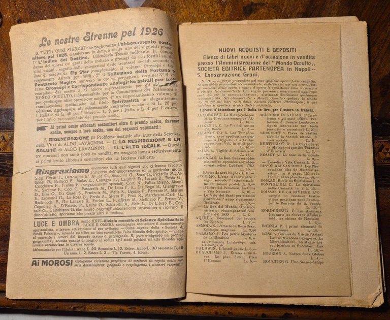 MONDO OCCULTO rivista iniziatica esoterico spiritica 2 1926 Bozzano Zingaropoli