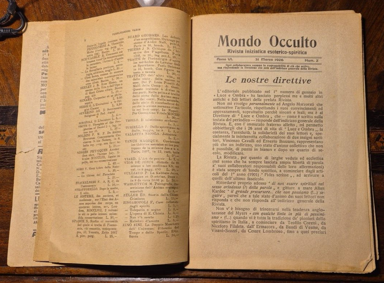 MONDO OCCULTO rivista iniziatica esoterico spiritica 2 1926 Bozzano Zingaropoli