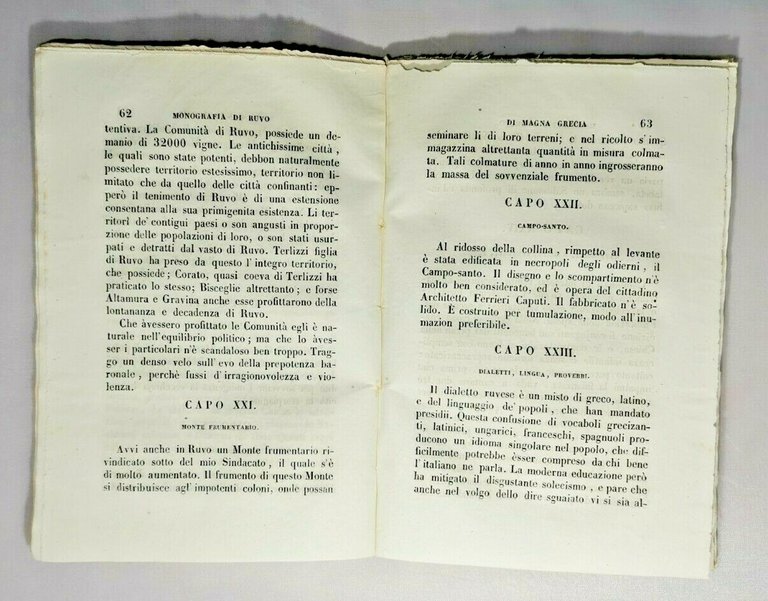 MONOGRAFIA DI RUVO DI MAGNA GRECIA di Salvatore Fenicia 1857 …