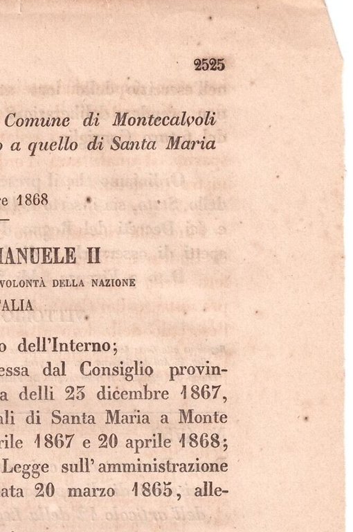 MONTECALVOLI Soppresso Regio Decreto SANTA MARIA A MONTE 2 DICEMBRE …